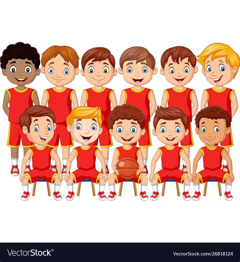 Cartoon Basketball Kids Team In Uniform Royalty Free Vector