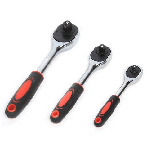 14 38 And 12 Drive Long Handle Ratchet Socket Wrench Tool Set 3pc