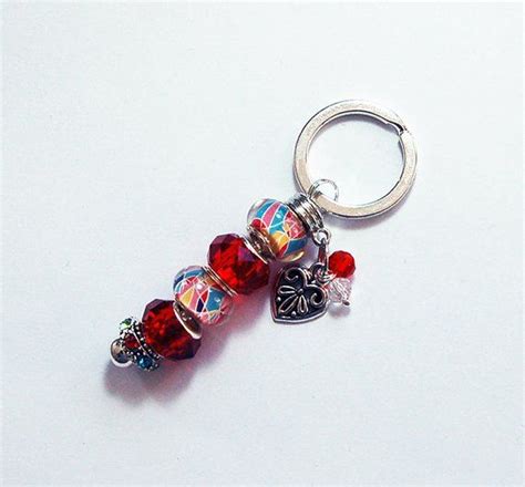 Red Keychain Cute Keyring Keychain For Her Keyring For Her Etsy Red