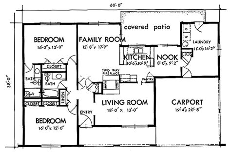 In general, each house plan set includes floor plans at 1/4 scale with a door and window schedule. Adobe / Southwestern Style House Plan - 2 Beds 2 Baths ...