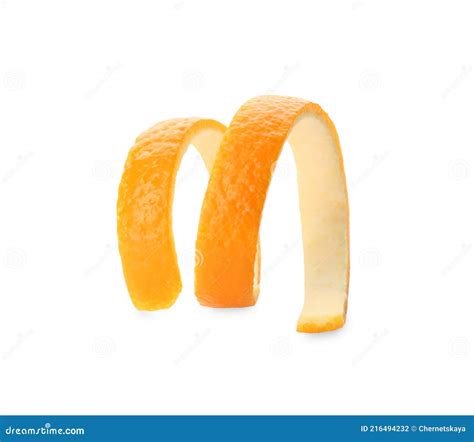 Spiral Orange Fruit Peel Isolated On White Stock Photo Image Of
