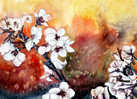 Japanese Cherry Blossom Abstract Flowers Painting By Derek Mccrea