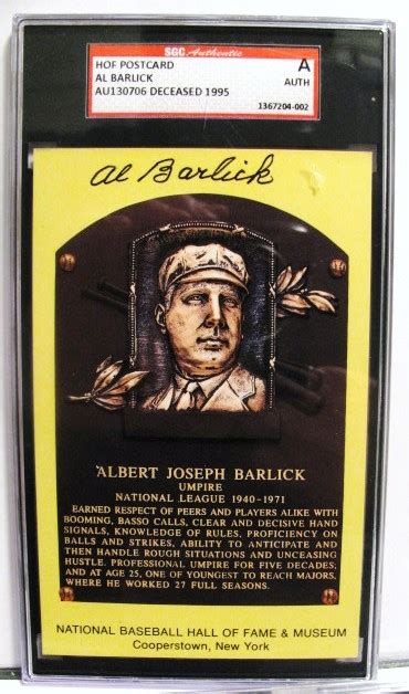 Lot Detail Al Barlick Signed Hof Post Card Sgc Slabbed And Authenticated