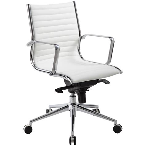Abbey Medium Back White Leather Office Chair Executive Office Chairs