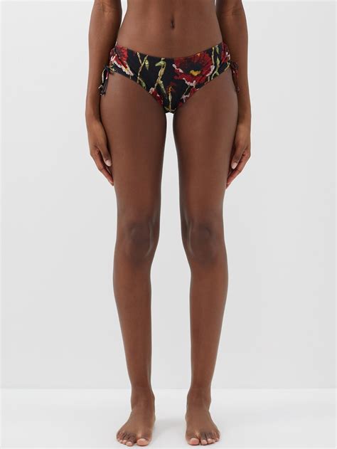 Norma Kamali Black Jason Floral Print Side Tie Bikini Briefs
