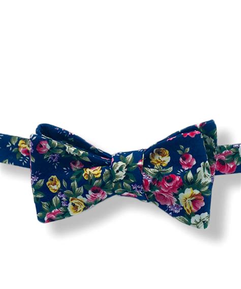 Navy Blue Big Bold Floral Bow Tie