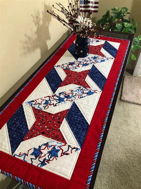 Quilted Patriotic Table Runner Ready to Ship | Etsy | Table runner