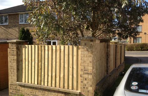 Feather Edge Fencing In Between Brick Pillars M Young Gardening And