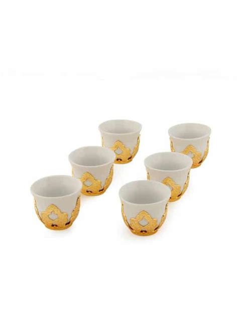 Buy Turkish Mirra Coffee Set For Six Small Golden Colour Grand