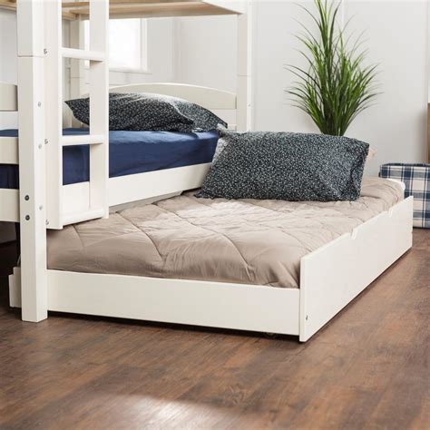 Walker Edison Furniture Company White Solid Wood Twin Trundle Bed
