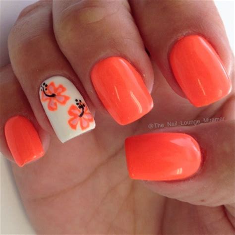 Do these awesome hawaiian nails! Orange Hawaiian Orchid - Nail Art Gallery