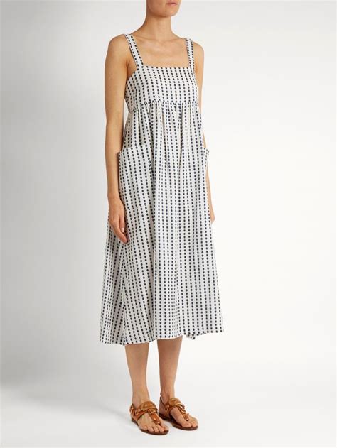 Polka Dot Cotton Midi Dress Mara Hoffman MATCHESFASHION COM Cotton Midi Dress Slip Dress