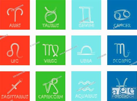 Vector Zodiac Signs Symbols Of Horoscope Zodiac Signs Sorted By Four