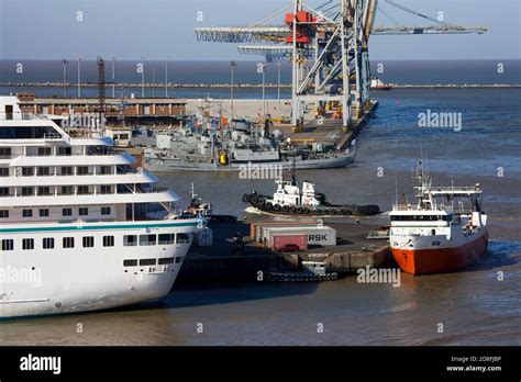 Cruise Ship In The Commercial Port Montevideo Uruguay South America