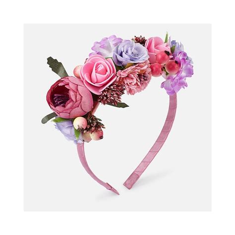 Mayoral Girls Flower Hairband Hollyhock Pink And Lilac