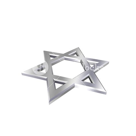 Chrome Judaism Religious Symbol Star Of David Isolated On White