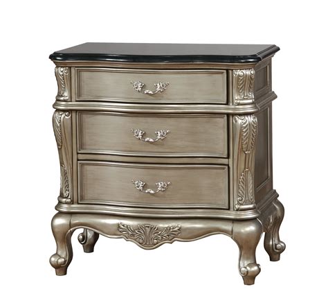 Furniture Of America Luxington Gold Finish Floral Carved 3 Drawer