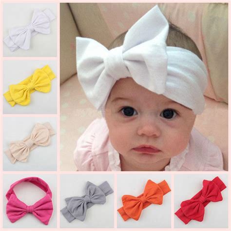 Infant Bow Headbands Girl Cotton Headwear Big Bow Hair Flower