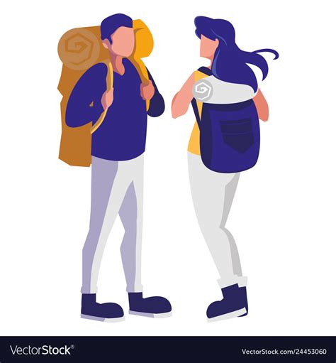 Adventurous Couple With Travelbag Royalty Free Vector Image