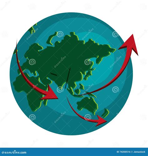 Earth Globe With Arrows Icon Stock Illustration Illustration Of