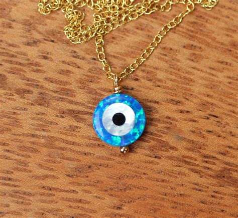 Evil Eye Necklace Blue Eye Pendant Amulet Necklace Opal Eye Necklace