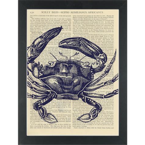 Blue Crab Nautical Dictionary Art Print Page Turner