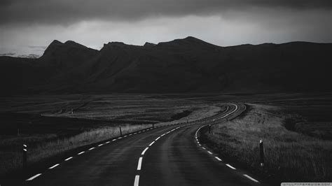 Road In Black And White Ultra Hd Desktop Background