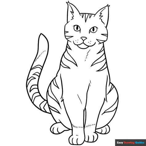 Orange Tabby Cat Coloring Page Easy Drawing Guides