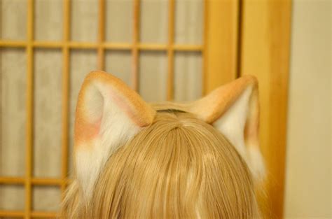 Cute Cat Ears And Tail Realisticorange Cat Ears Headbandhair Etsy