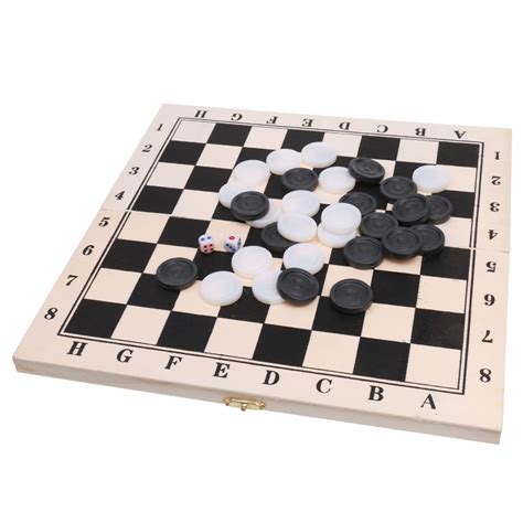 Draughts Game Folding Board Wooden Case Classic Pieces Outdoor Game 29