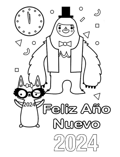 Dibujos De Imagen De Feliz A O Nuevo Para Colorear Para Colorear Pintar E Imprimir