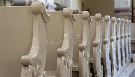 Wooden Benches In Catholic Church Aglona Latvia Catholic Temple Seats
