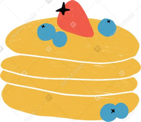 Pancakes With Strawberries And Blueberries Illustration In Png Svg