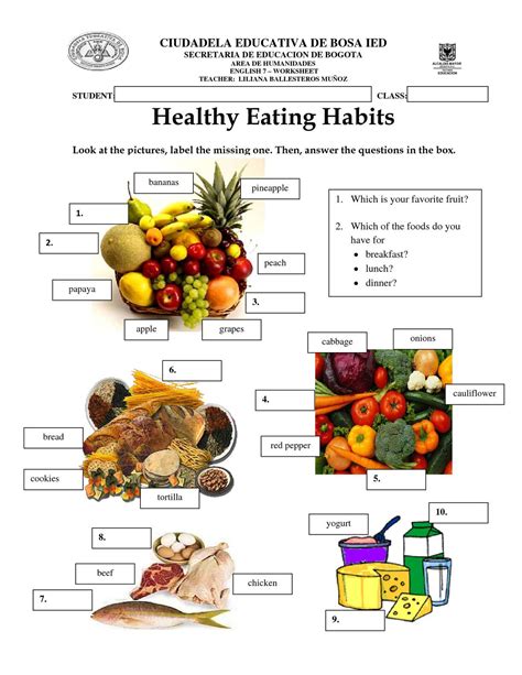 Healthy Habits Worksheet