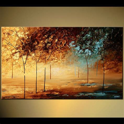 Landscape Blooming Trees Painting Original Abstract Modern Acrylic By