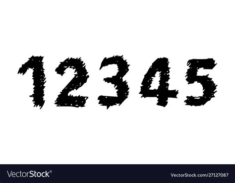Hand Drawn Numbers 12345 Royalty Free Vector Image