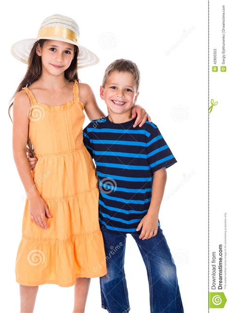 Two Kids Standing Together Stock Image Image Of Together 42800353