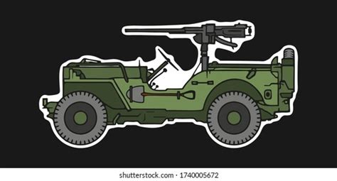Military Jeep Mounted Heavy Machine Gun Stock Vector Royalty Free
