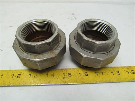 304 Stainless 1 12 Npt Female Pipe Union Coupling Ebay