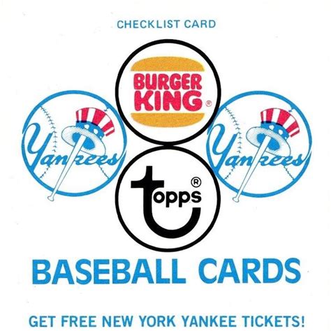 1977 Topps Burger King New York Yankees Checklist Set Details