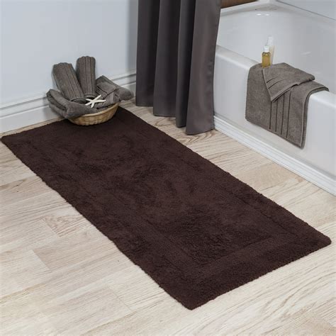 Somerset Home 100 Cotton Reversible Long Bath Rug Chocolate 24x60