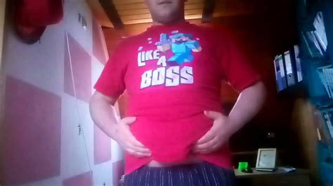 Overweight fat boy eat junk food while watching tv alone at home, sit on the floor with french fries, carbonated drink, chips. Fat Boy belly play 2 - YouTube