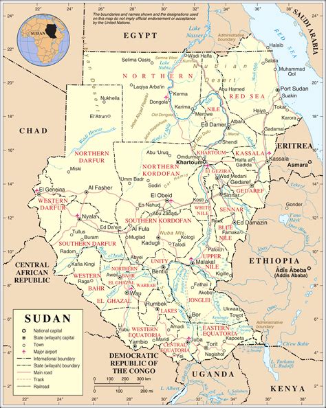 Landkarte Sudan Politische Karte Weltkarte Karten Und Stadtpl Ne Der Welt