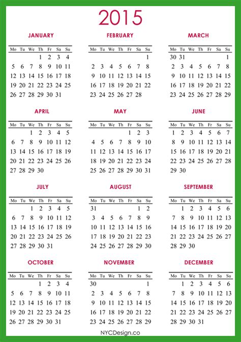 Yearly Calendar A4 Templates Free Printable