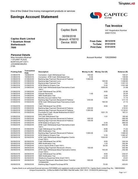 35 Editable Bank Statement Templates Free Templatelab Statement