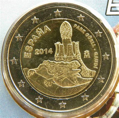 Spain 2 Euro Coin Antoni Gaudi Park Güell 2014 Euro Coinstv