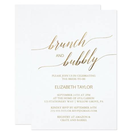 create your own invitation brunch bubbly invitations gold calligraphy