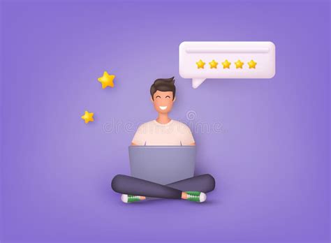 Character Giving Five Star Feedback Vector Customer Review Concepts