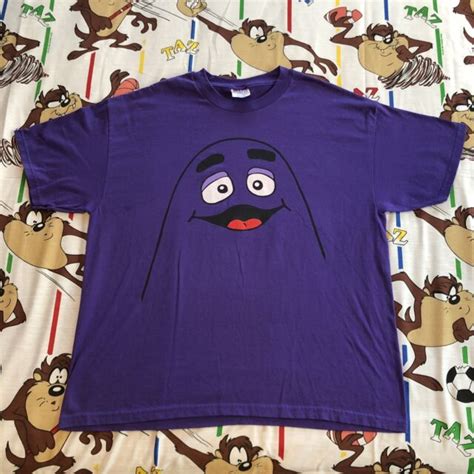 Grimace Mcdonalds T Shirt Mens Xl Purple Big Face Logo 90s Vtg