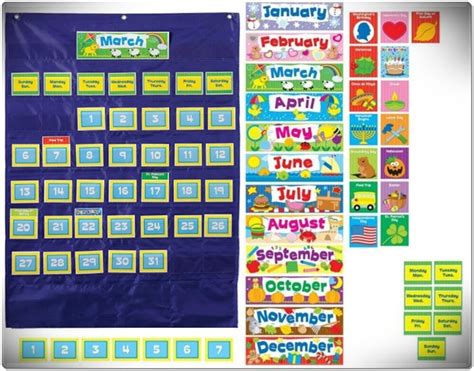 Custom Calendar Pocket Chart Teacher Classroom English School Organize